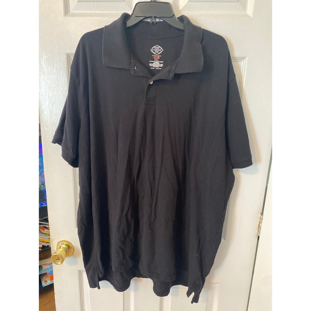 St Johns Bay Mens 3XL Black Comfort Stretch Easy Care Classic‎ Fit Polo Shirt
